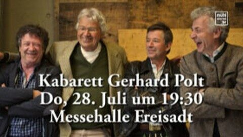 Ankündigung Lebenshilfe-Kabarett Gerhard Polt und die Well-Brüder in der Messehalle Freistadt