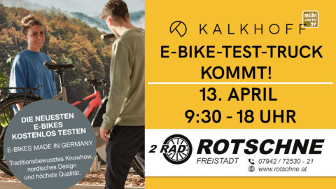 E-Bike testen beim Kalkhoff Testival am 13.4. Zweirad Rotschne Freistadt