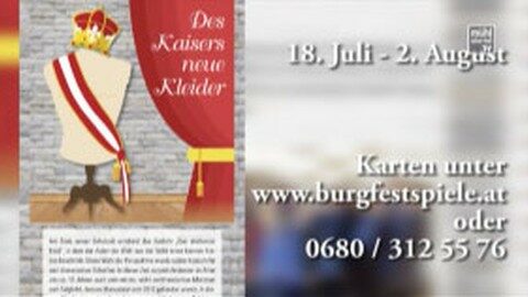 Ankündigung Burgfestspiele Reichenau – Des Kaisers neue Kleider – Stück für Kinder