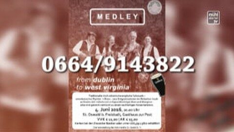 Ankündigung Konzert der Medley Folk Band aus St. Martin i. Mkr. in St. Oswald am 4.5.2016