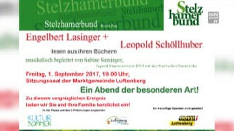 Ankündigung Autorenlesung vom Stelzhammerbund in Luftenberg