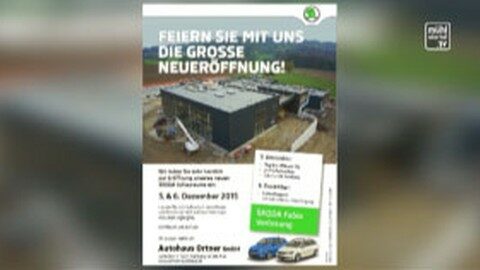 Ankündigung Eröffnung Autohaus Ortner in Wartberg ob der Aist
