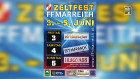Ankündigung Zeltfest der FF Marreith, St. Oswald bei Freistadt am 3.5.2016